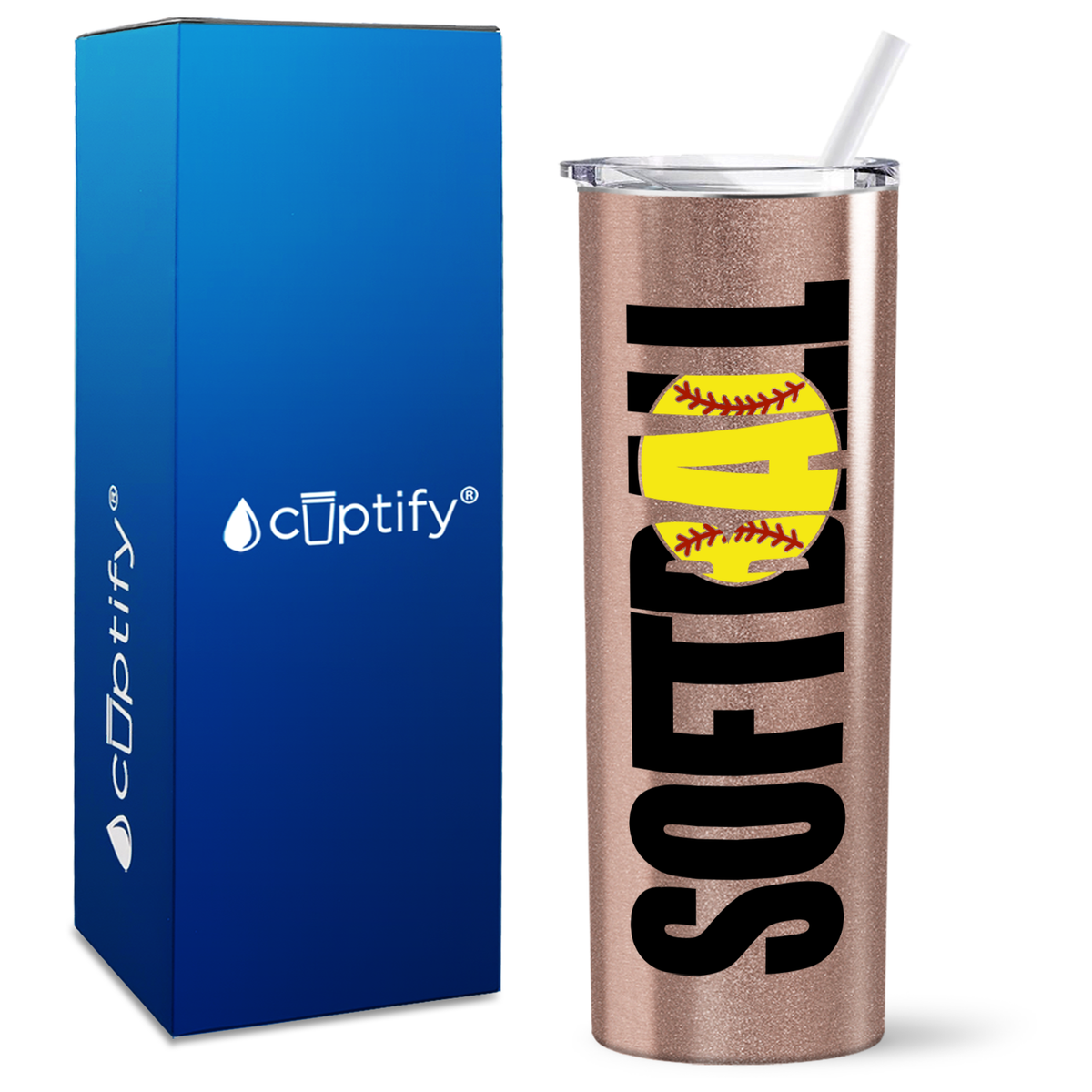 Softball Yellow on 20oz Skinny Tumbler