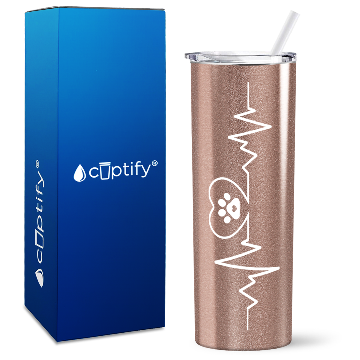 Love Dogs Heartbeat on 20oz Skinny Tumbler