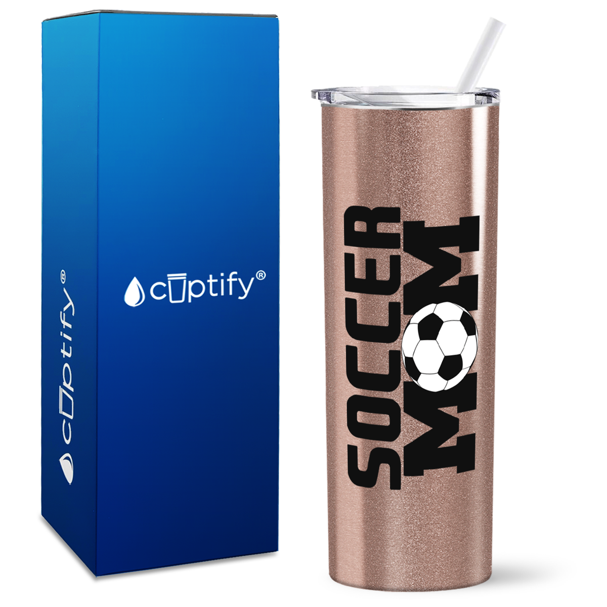 Soccer Ball Mom on 20oz Skinny Tumbler