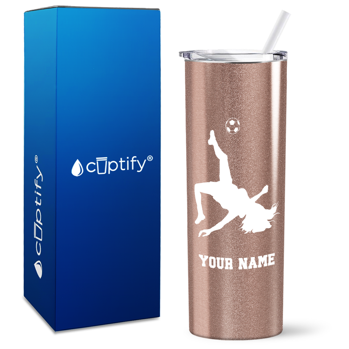 Personalized Soccer Player Female on 20oz Skinny Tumbler