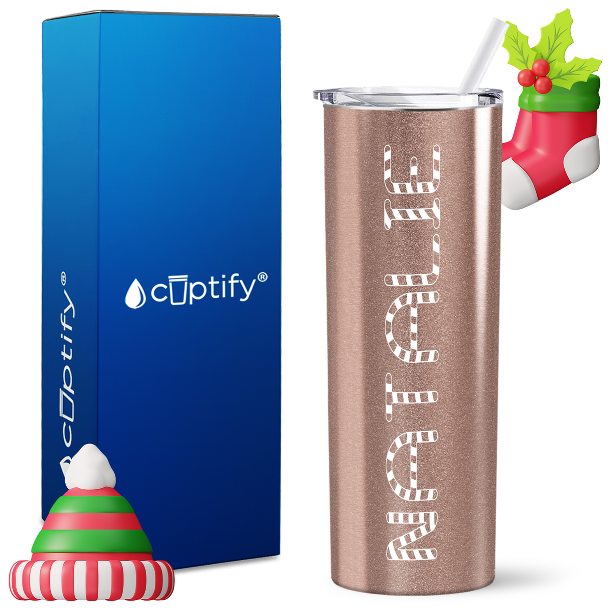 Personalized Candy Cane Style on 20oz Skinny Christmas Tumbler