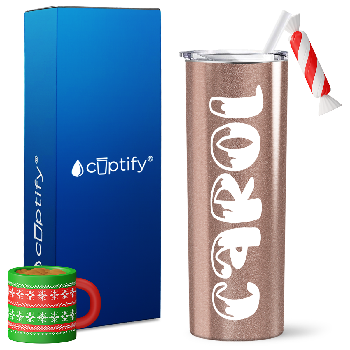 Personalized Frosty Style on 20oz Skinny Christmas Tumbler