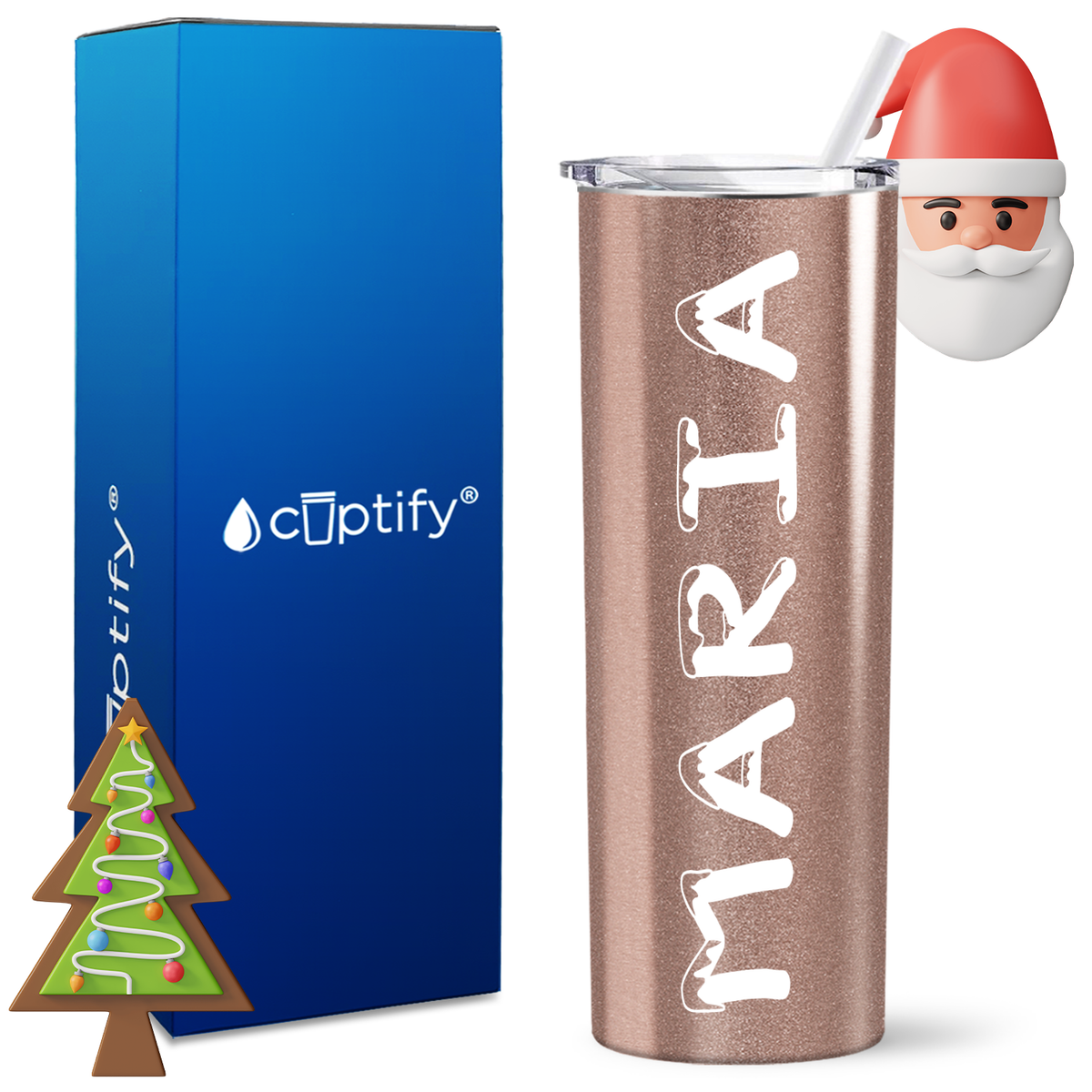 Personalized Snowy Style on 20oz Skinny Christmas Tumbler