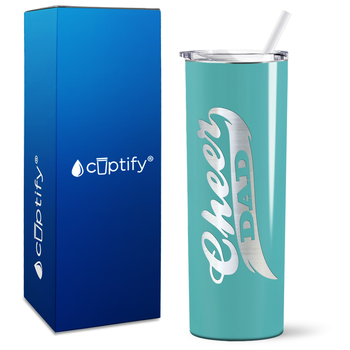 Cheer Dad on 20oz Skinny Tumbler