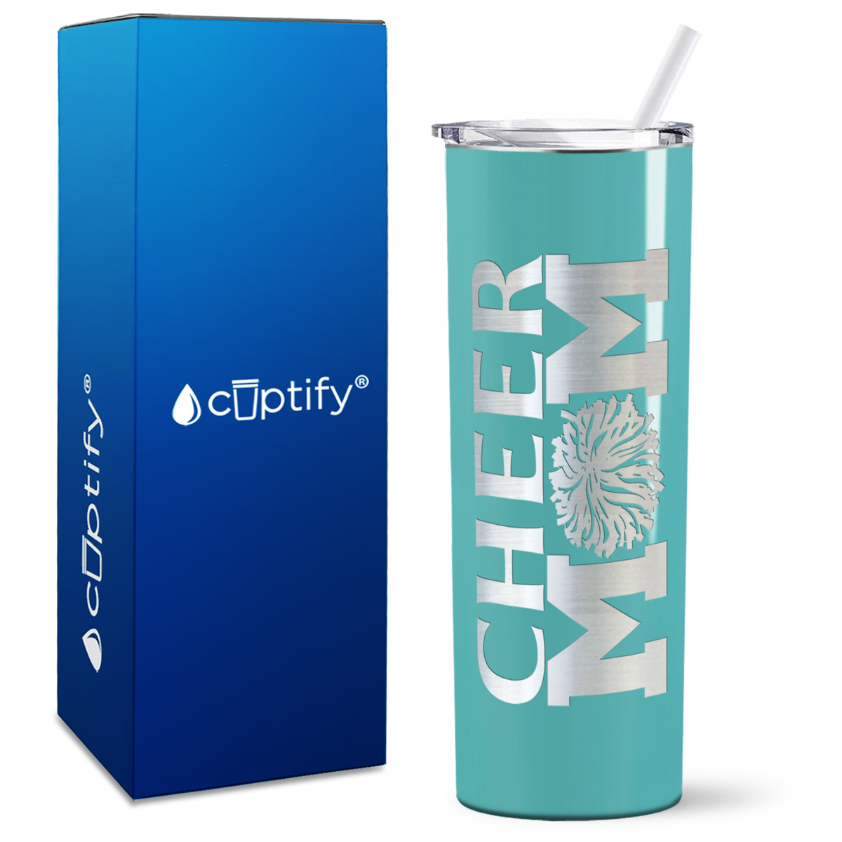 Cheer Mom Pom Pom on 20oz Skinny Tumbler