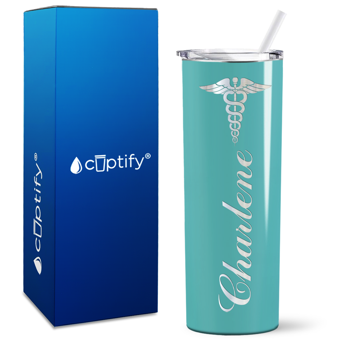 Personalized Caduceus Nurse on Skinny Tumbler