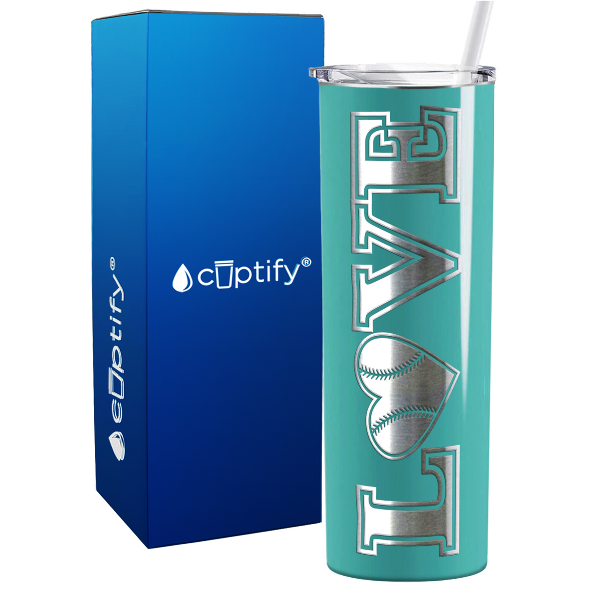 Baseball Heart Love 20oz Skinny Tumbler