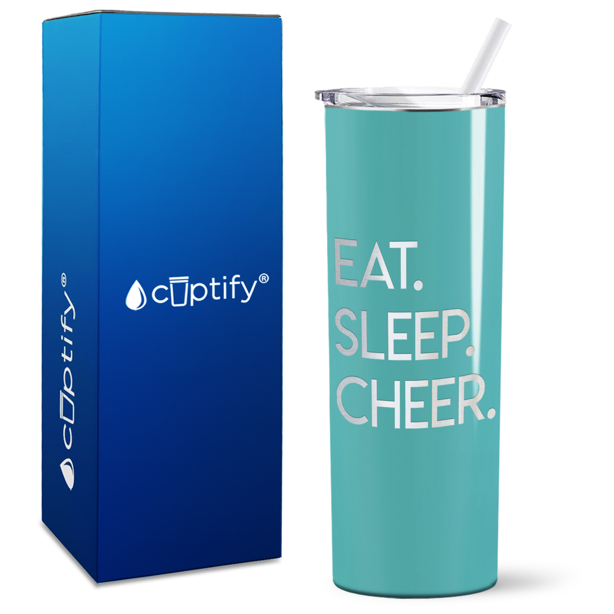 Eat Sleep Cheer on 20oz Skinny Tumbler
