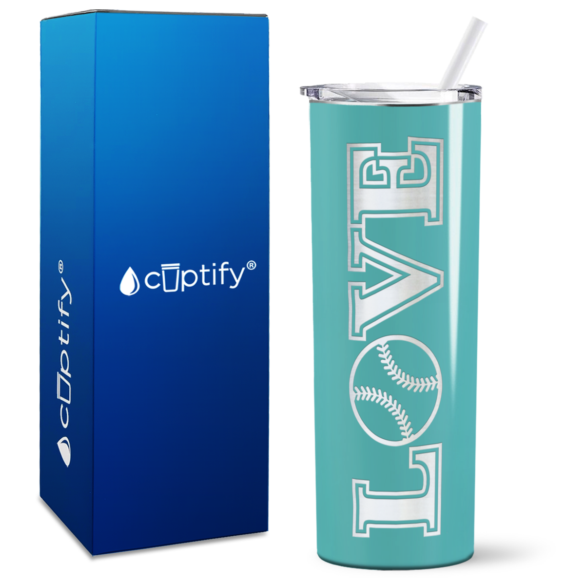 LOVE Softball on 20oz Skinny Tumbler