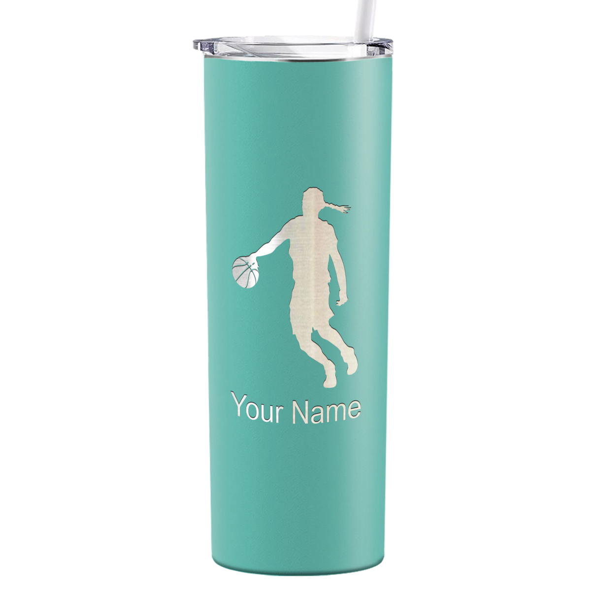 Personalized Basketball Girl Player Silhouette on 20oz Skinny Tumbler