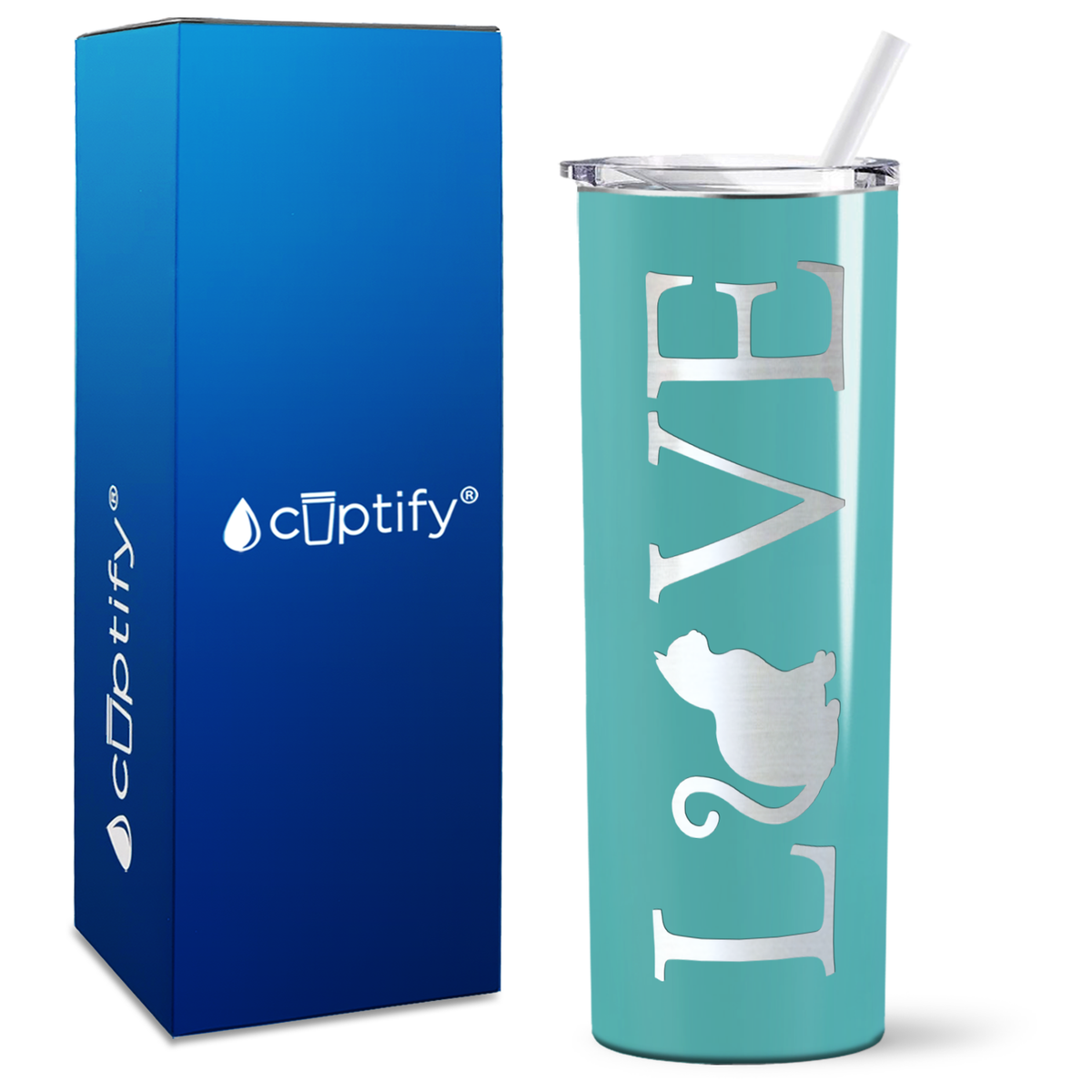LOVE Cat on 20oz Skinny Tumbler