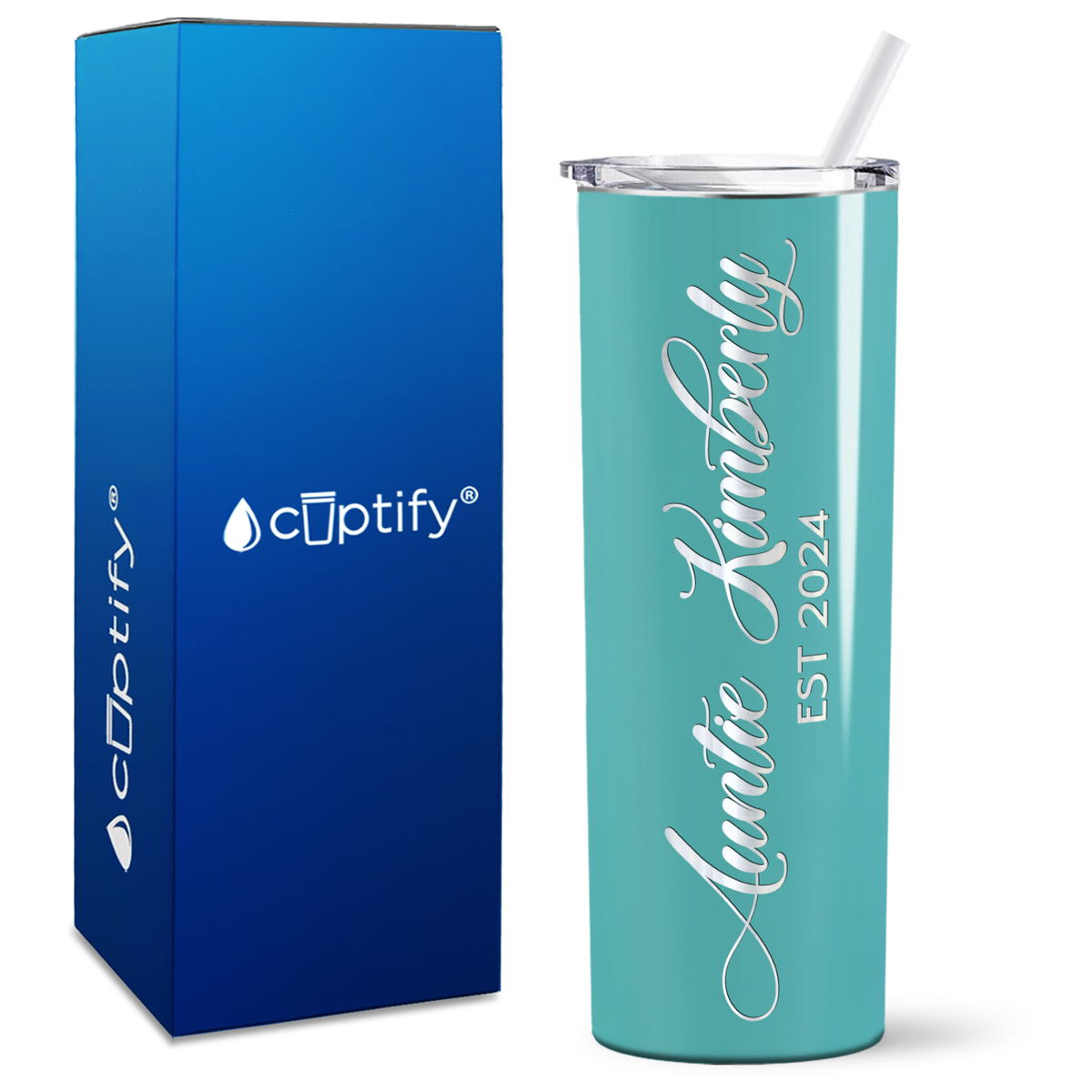 Personalized Auntie Established 20oz Skinny Tumbler