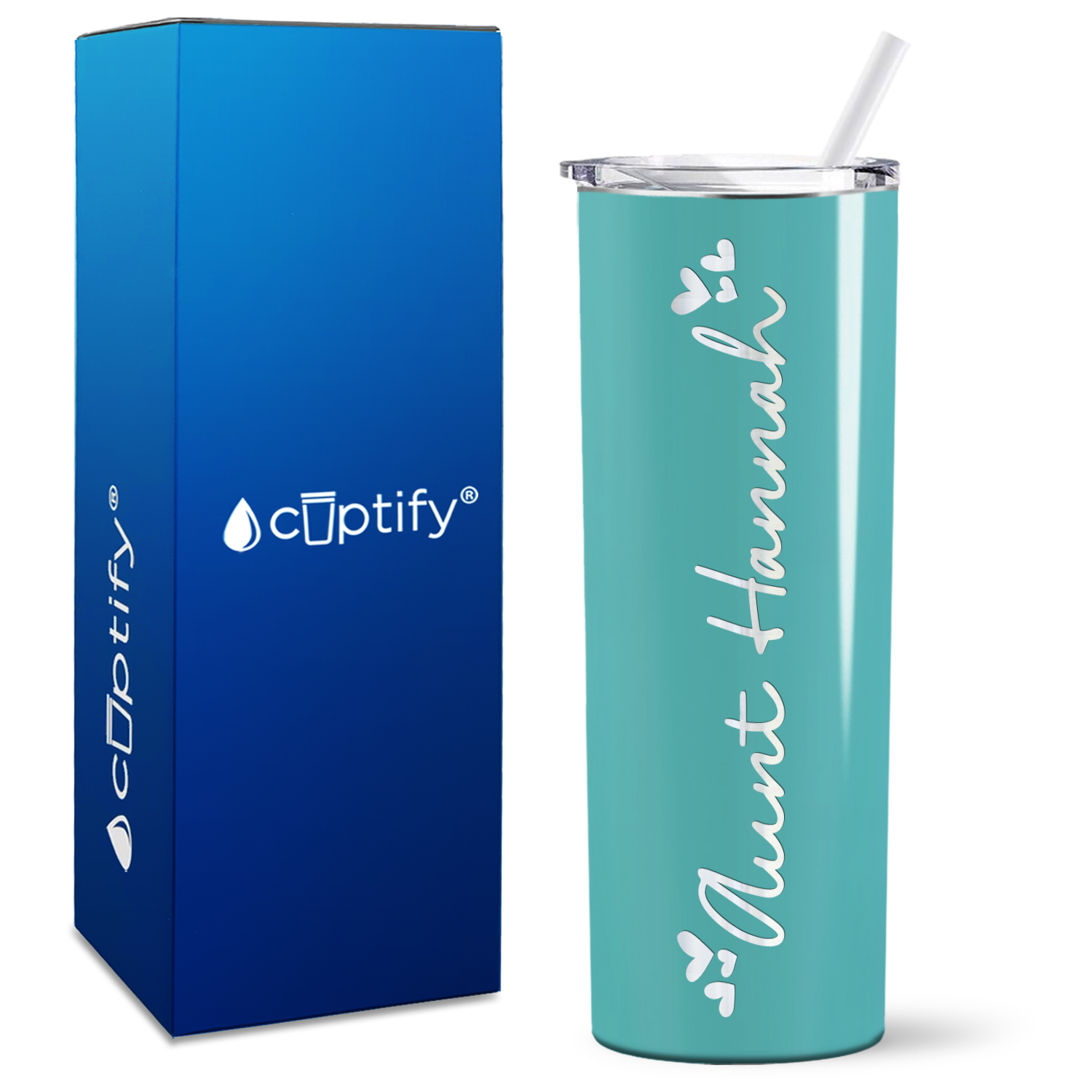 Personalized Aunt Hearts 20oz Skinny Tumbler