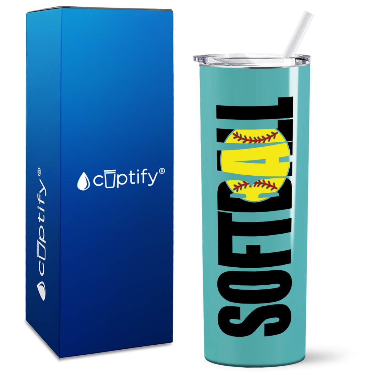 Softball Yellow on 20oz Skinny Tumbler