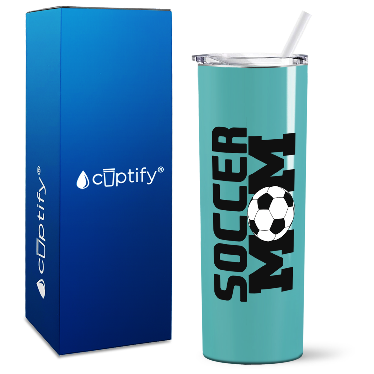 Soccer Ball Mom on 20oz Skinny Tumbler
