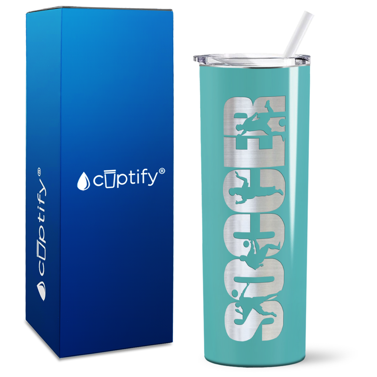 Soccer Players on 20oz Skinny Tumbler