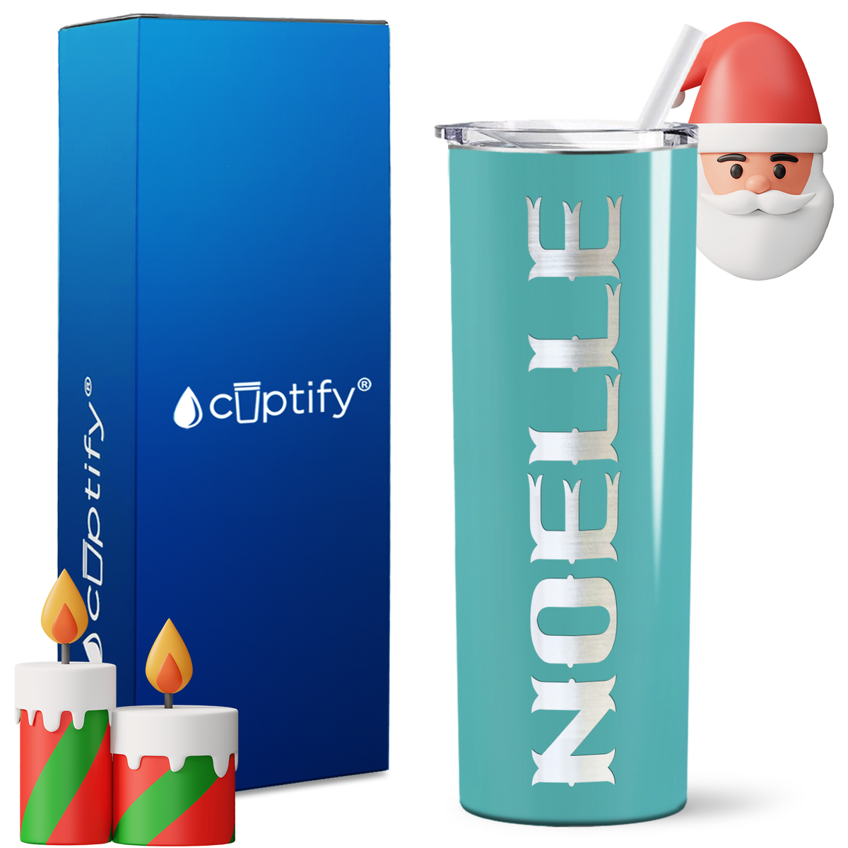 Personalized Claus Style on 20oz Skinny Christmas Tumbler