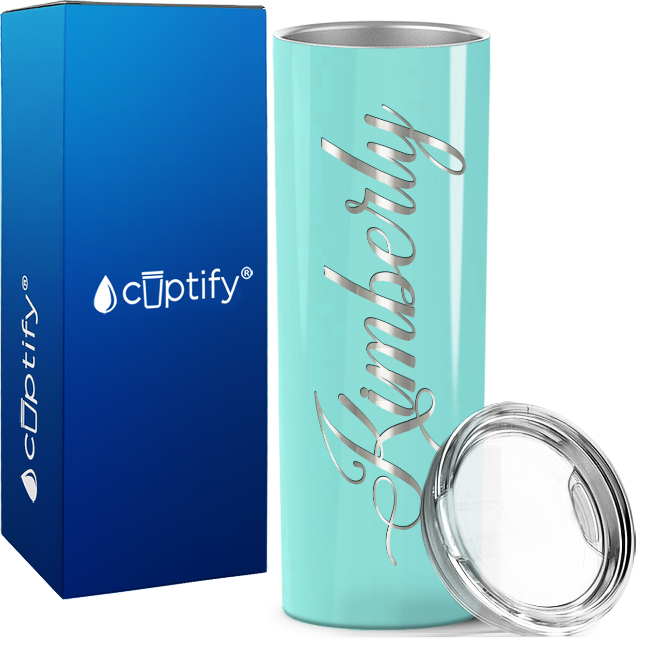 Personalized Seafoam Gloss Skinny Engraved Tumbler