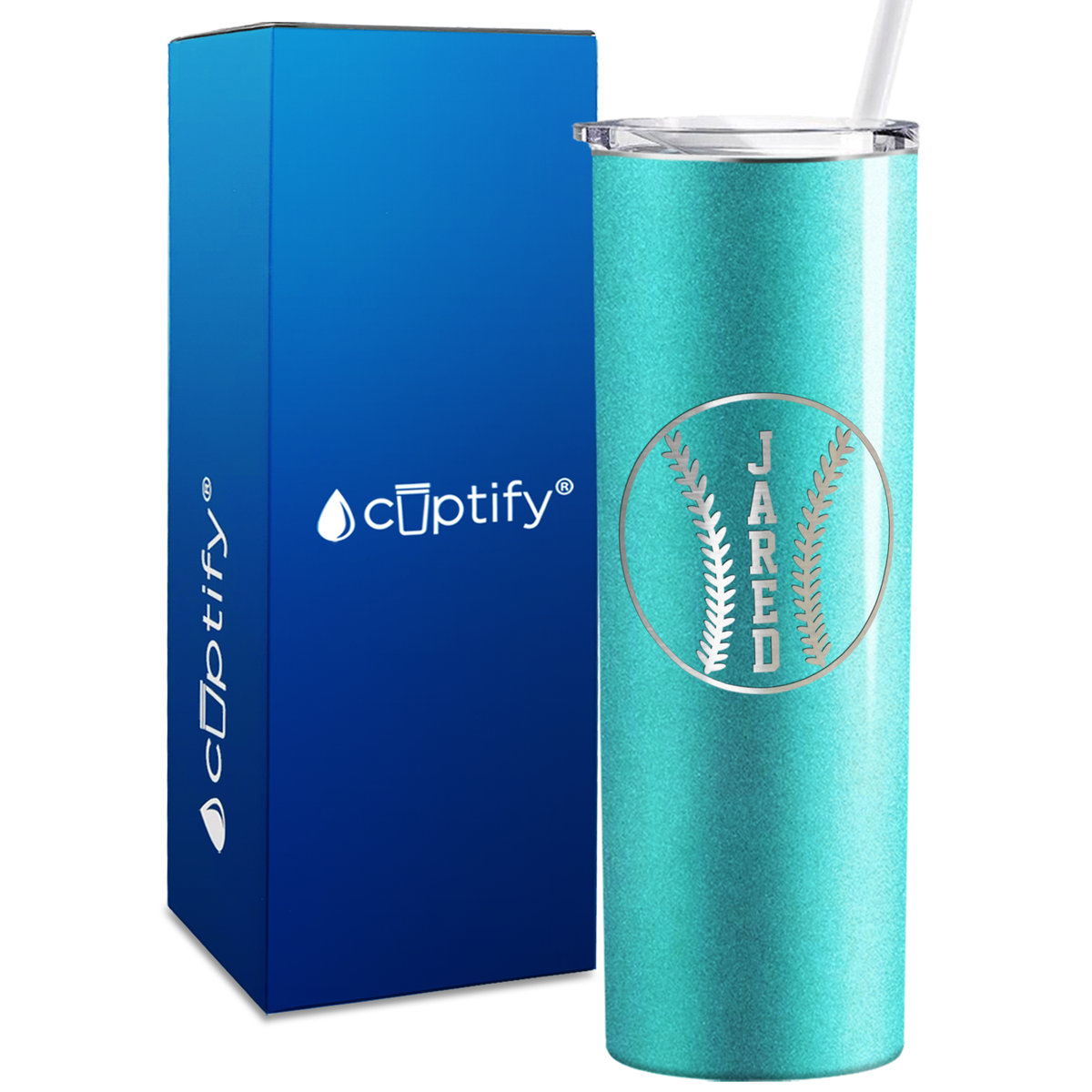 Red Baseball Personalized Design 20oz Skinny Tumbler