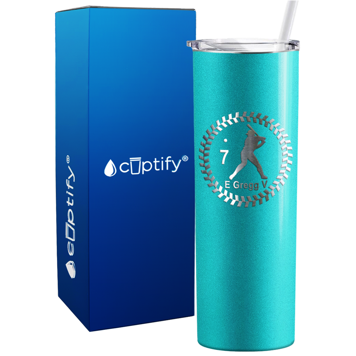 Baseball Player Personalized 20oz Skinny Tumbler