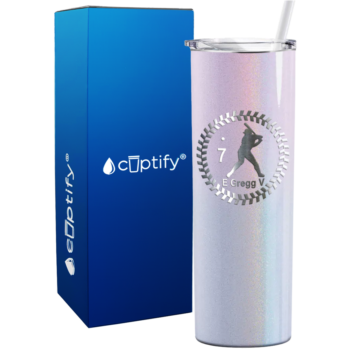 Baseball Player Personalized 20oz Skinny Tumbler