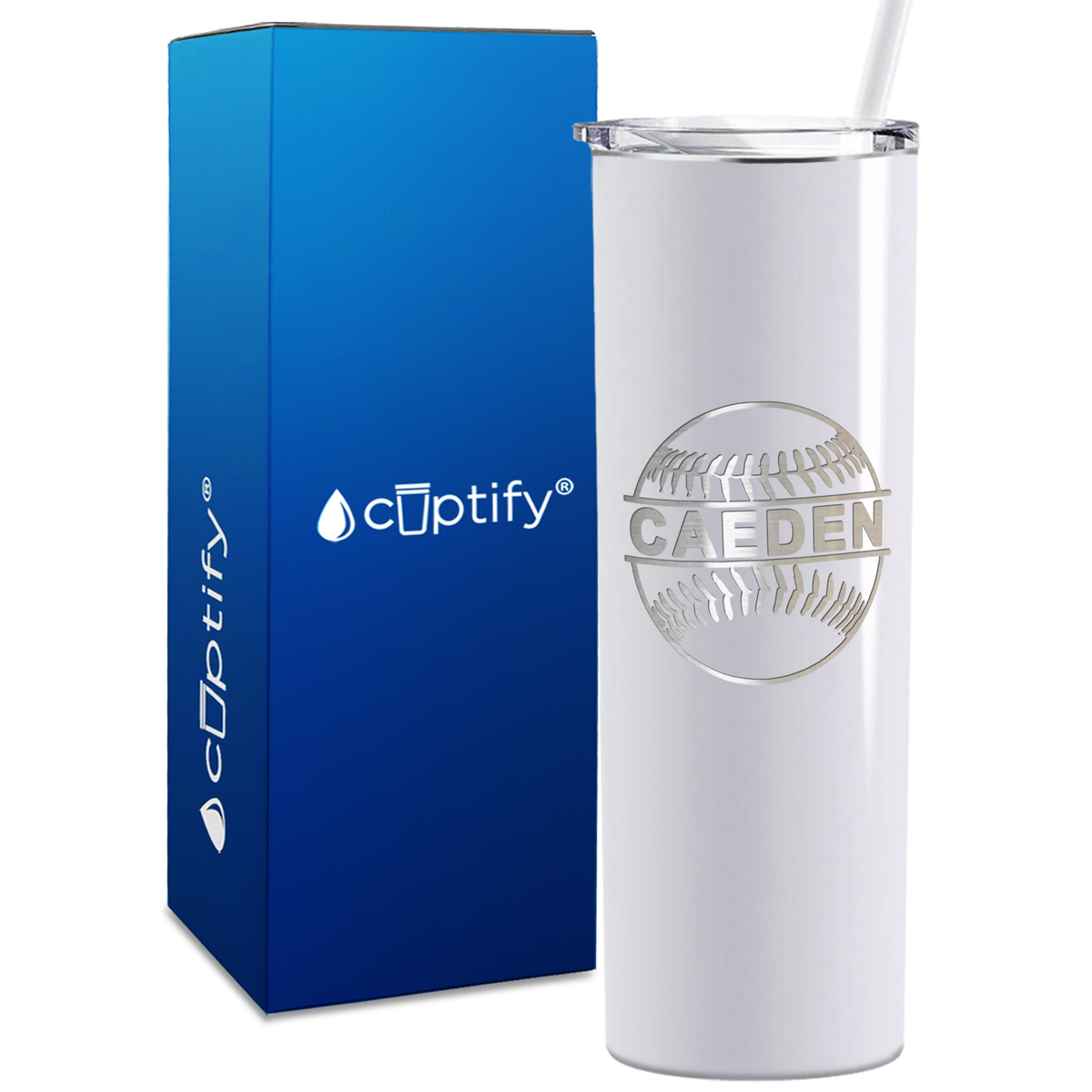 Blue Baseball Personalized Design 20oz Skinny Tumbler