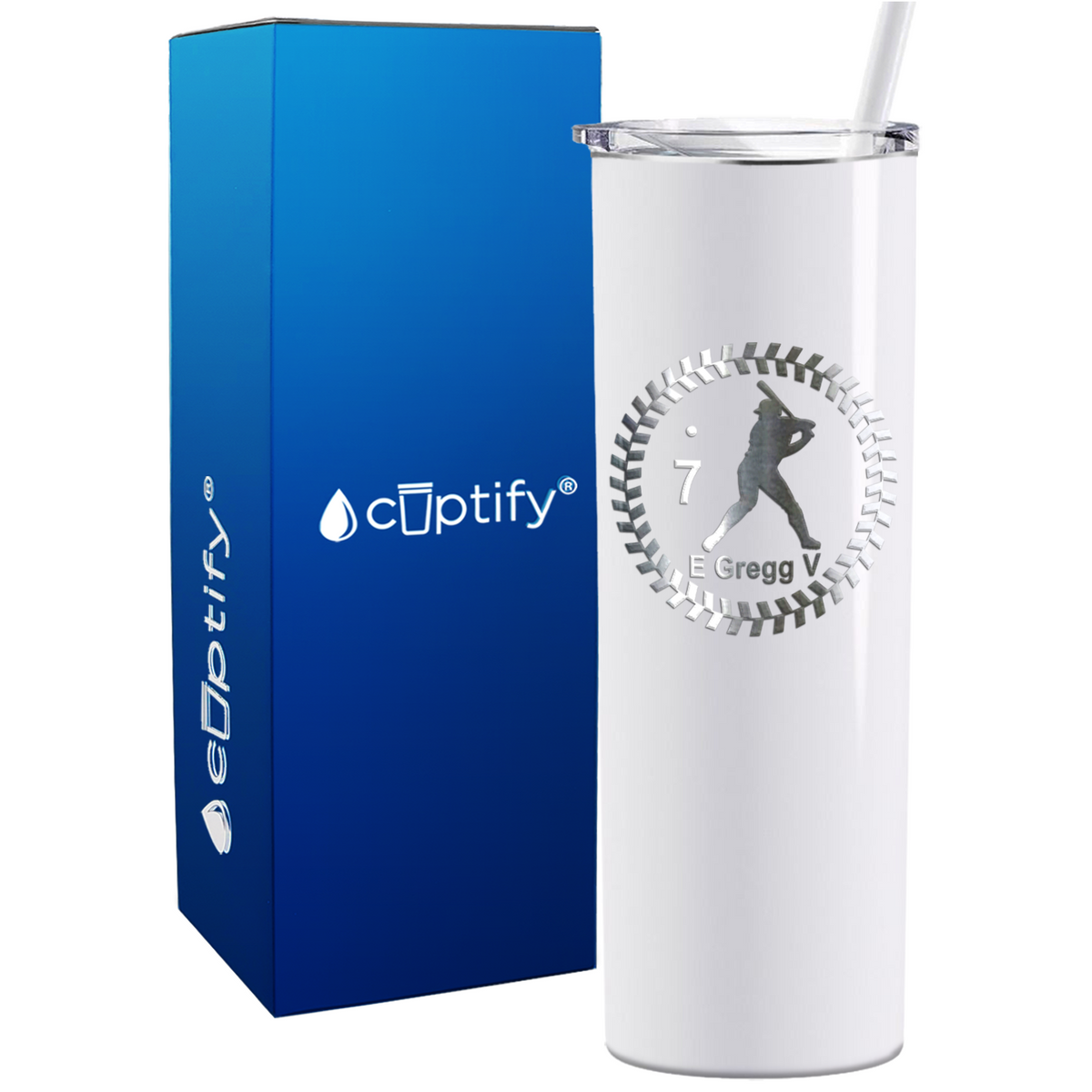 Baseball Player Personalized 20oz Skinny Tumbler