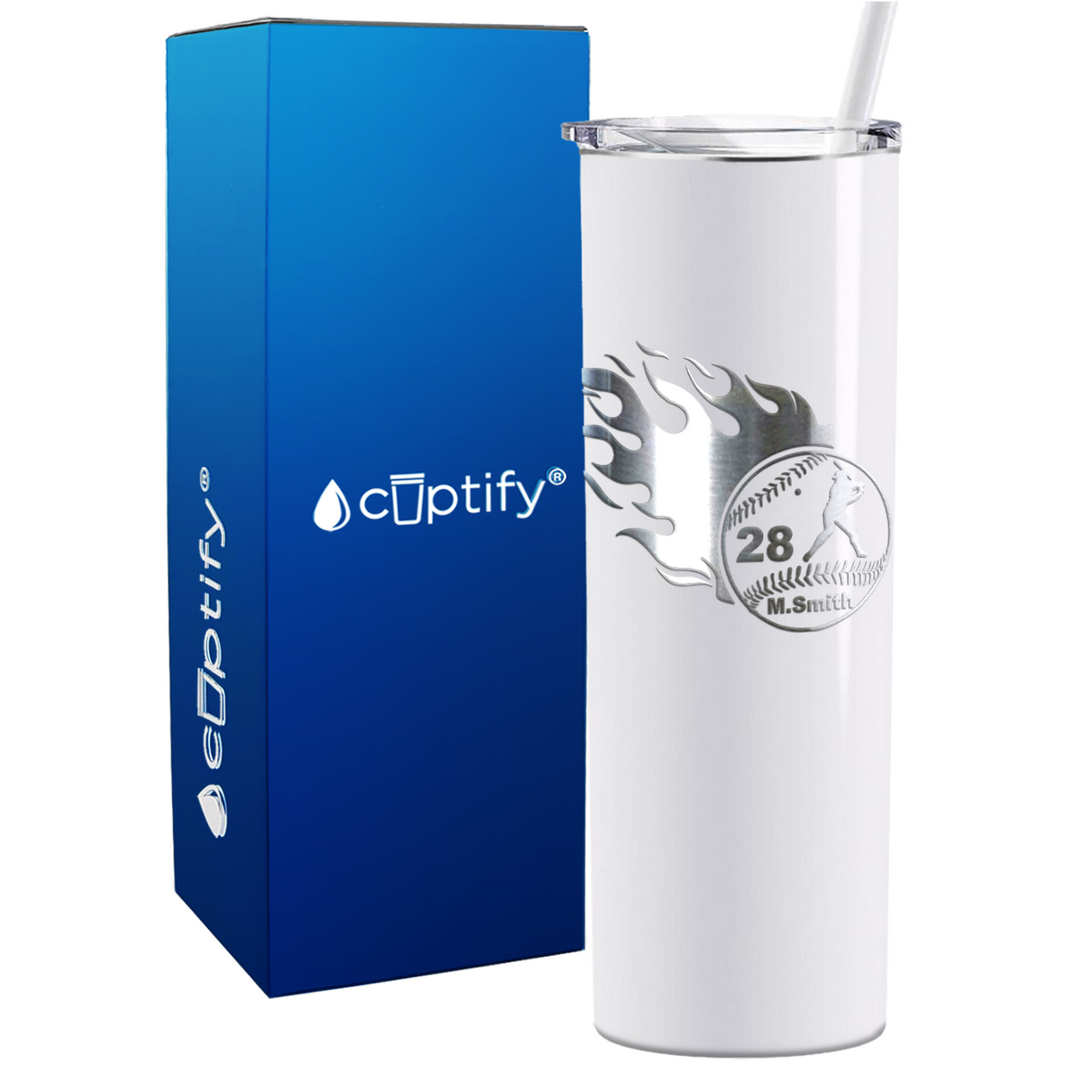 Baseball Personalized 20oz Skinny Tumbler
