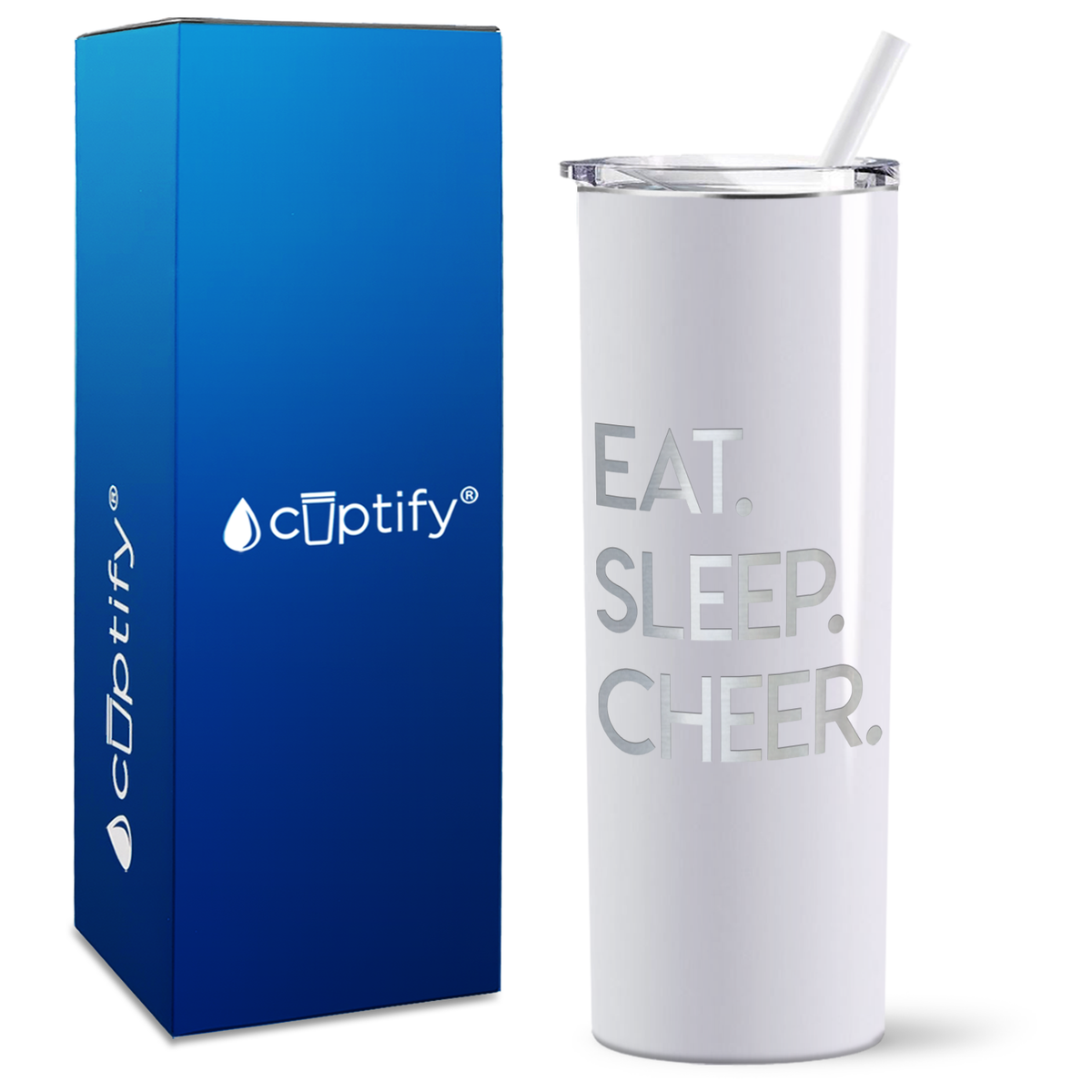 Eat Sleep Cheer on 20oz Skinny Tumbler