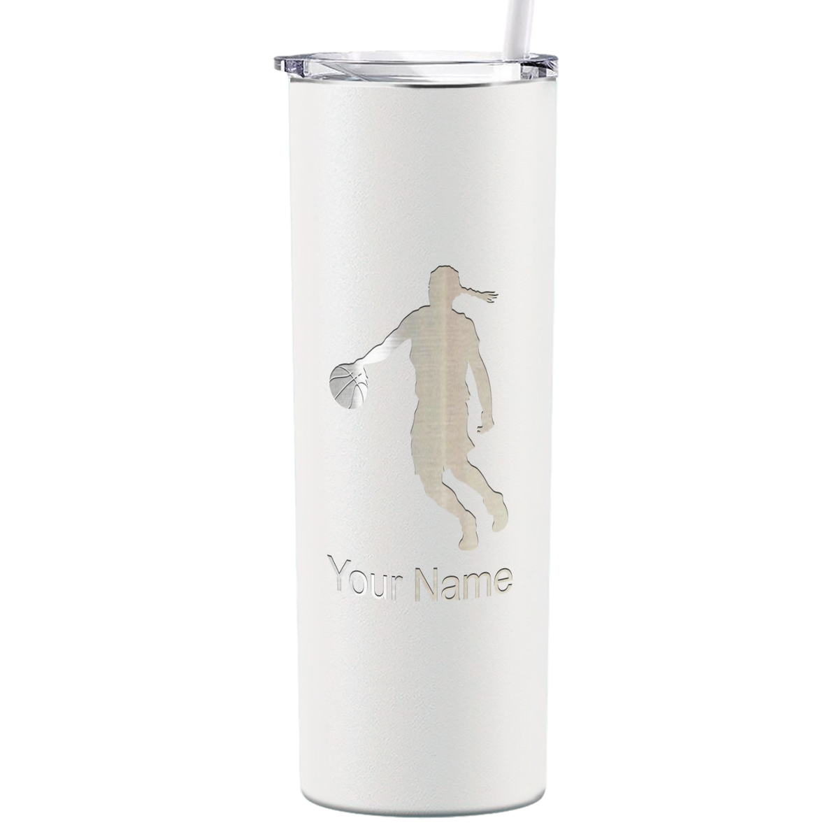 Personalized Basketball Girl Player Silhouette on 20oz Skinny Tumbler