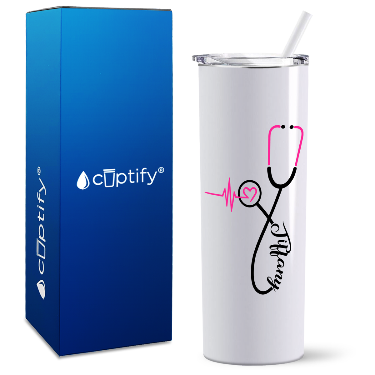 Personalized Nursing Stethoscope on Skinny Tumbler