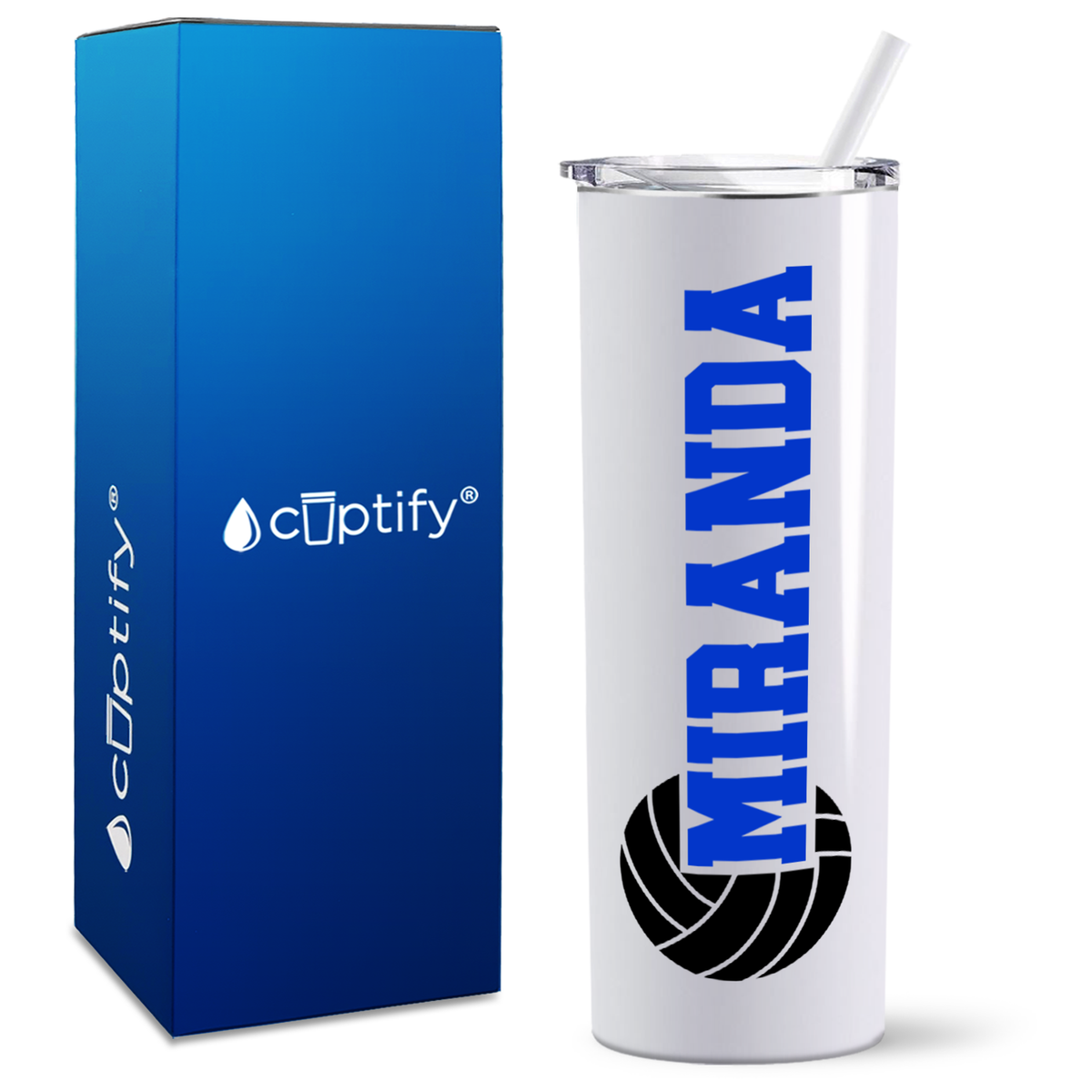 Personalized Volleyball on 20oz Skinny Tumbler