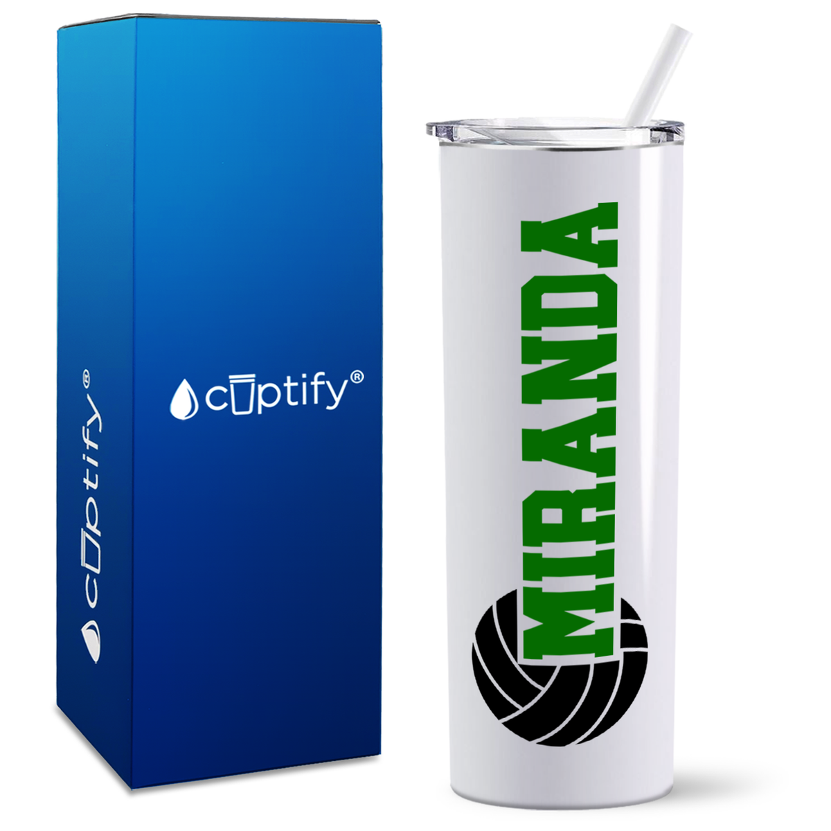 Personalized Volleyball on 20oz Skinny Tumbler