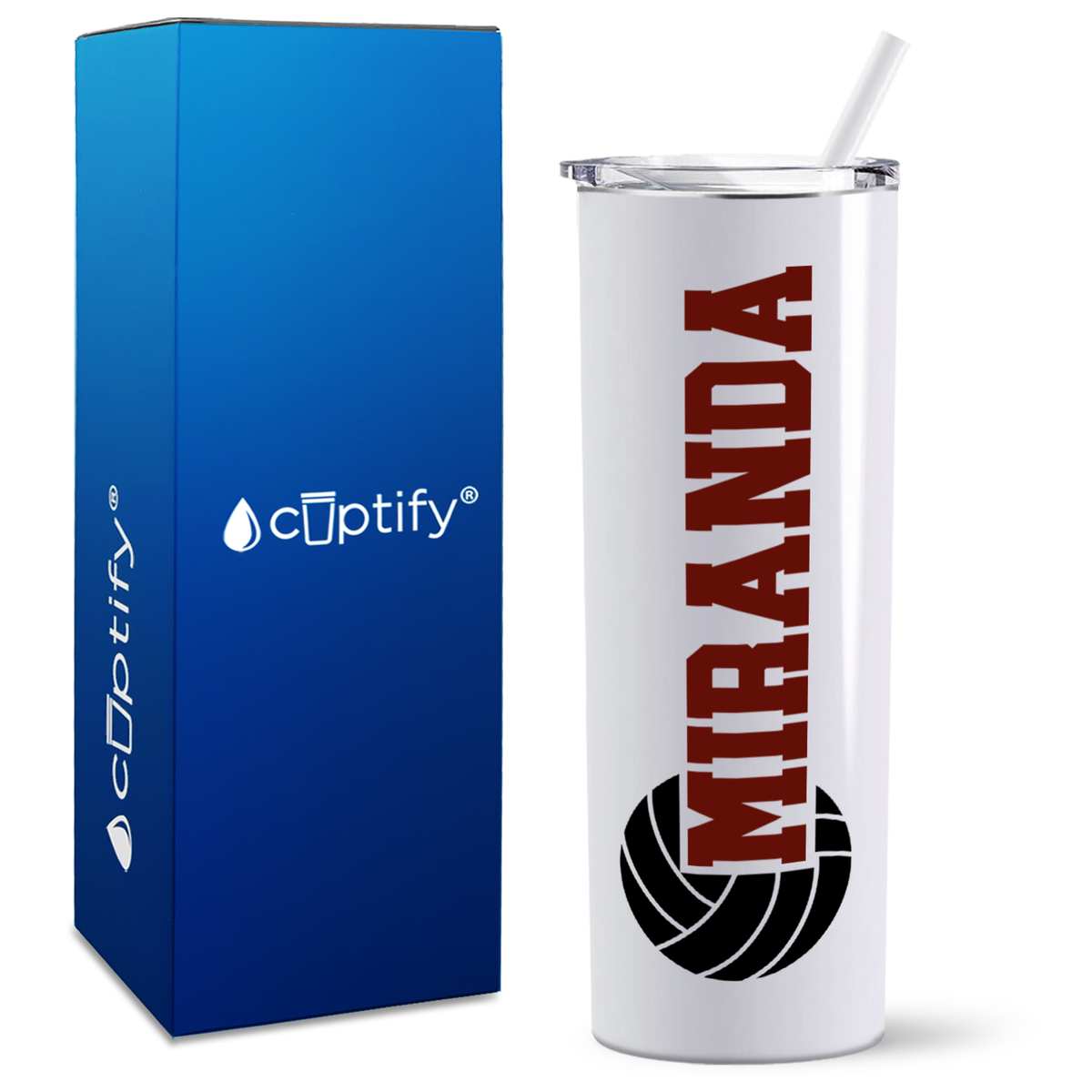 Personalized Volleyball on 20oz Skinny Tumbler