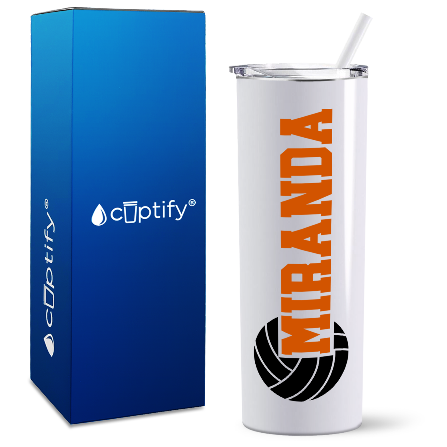 Personalized Volleyball on 20oz Skinny Tumbler