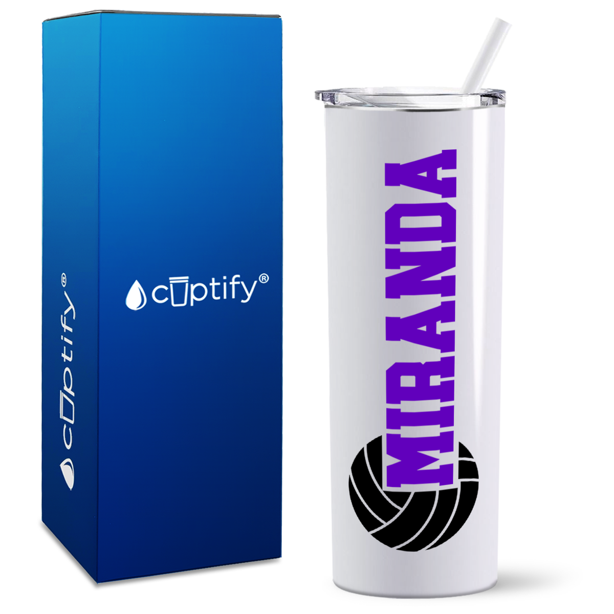 Personalized Volleyball on 20oz Skinny Tumbler