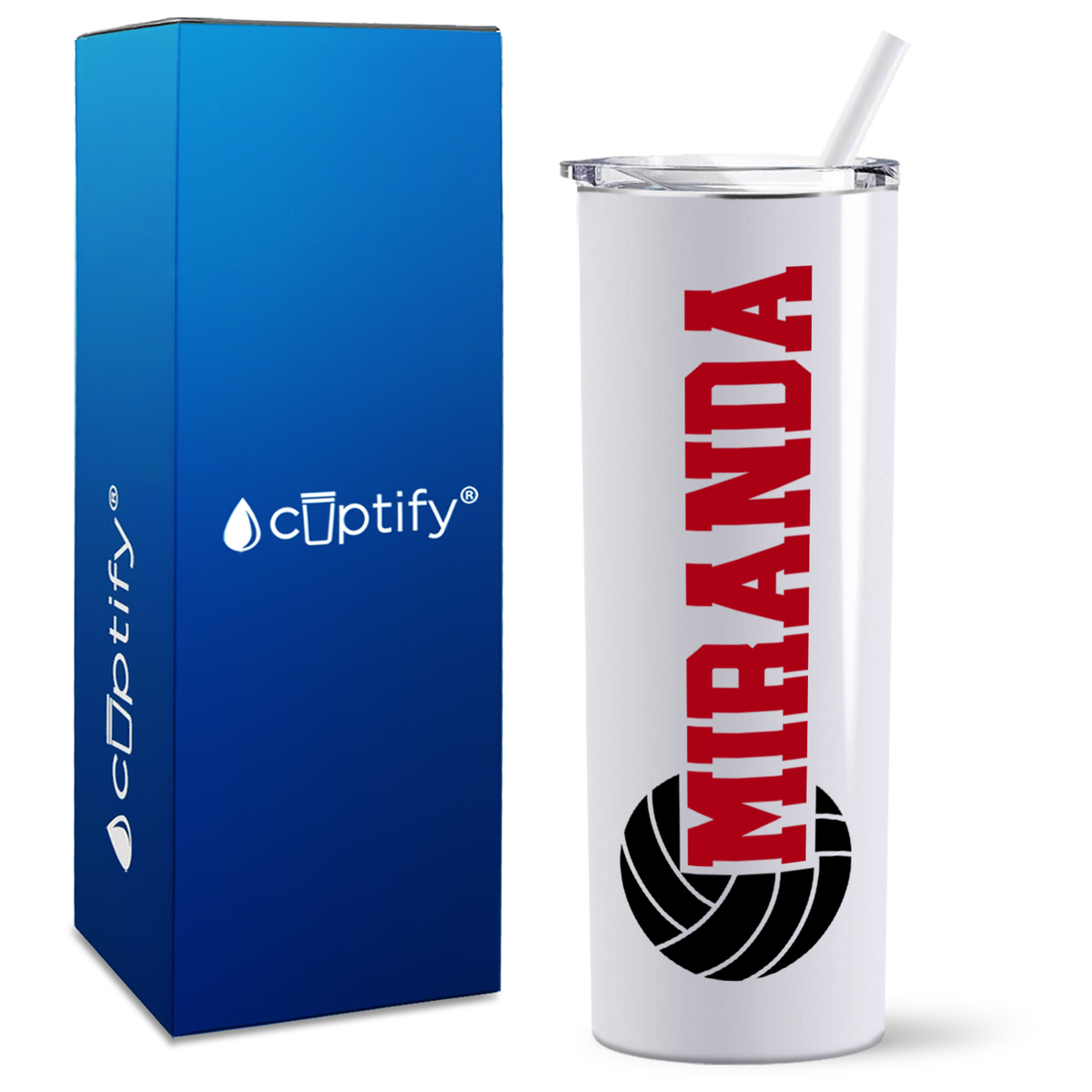 Personalized Volleyball on 20oz Skinny Tumbler