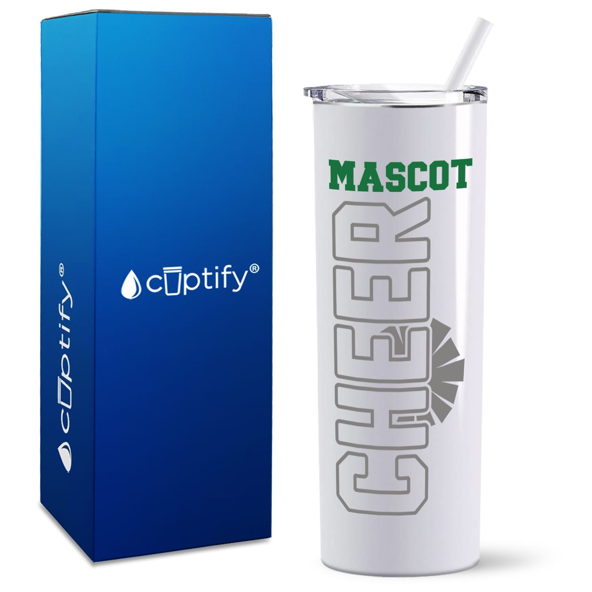 Cheer with Mascot on 20oz Skinny Tumbler