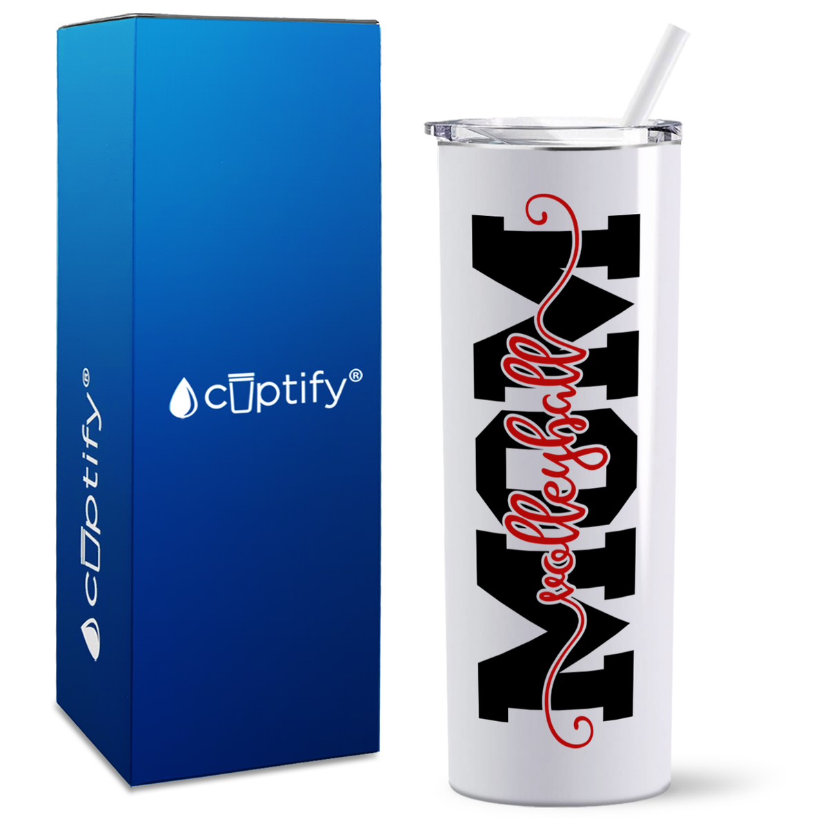 Volleyball Mom Swish on 20oz Skinny Tumbler