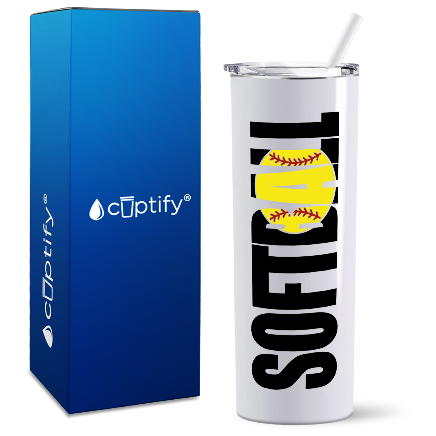 Softball Yellow on 20oz Skinny Tumbler