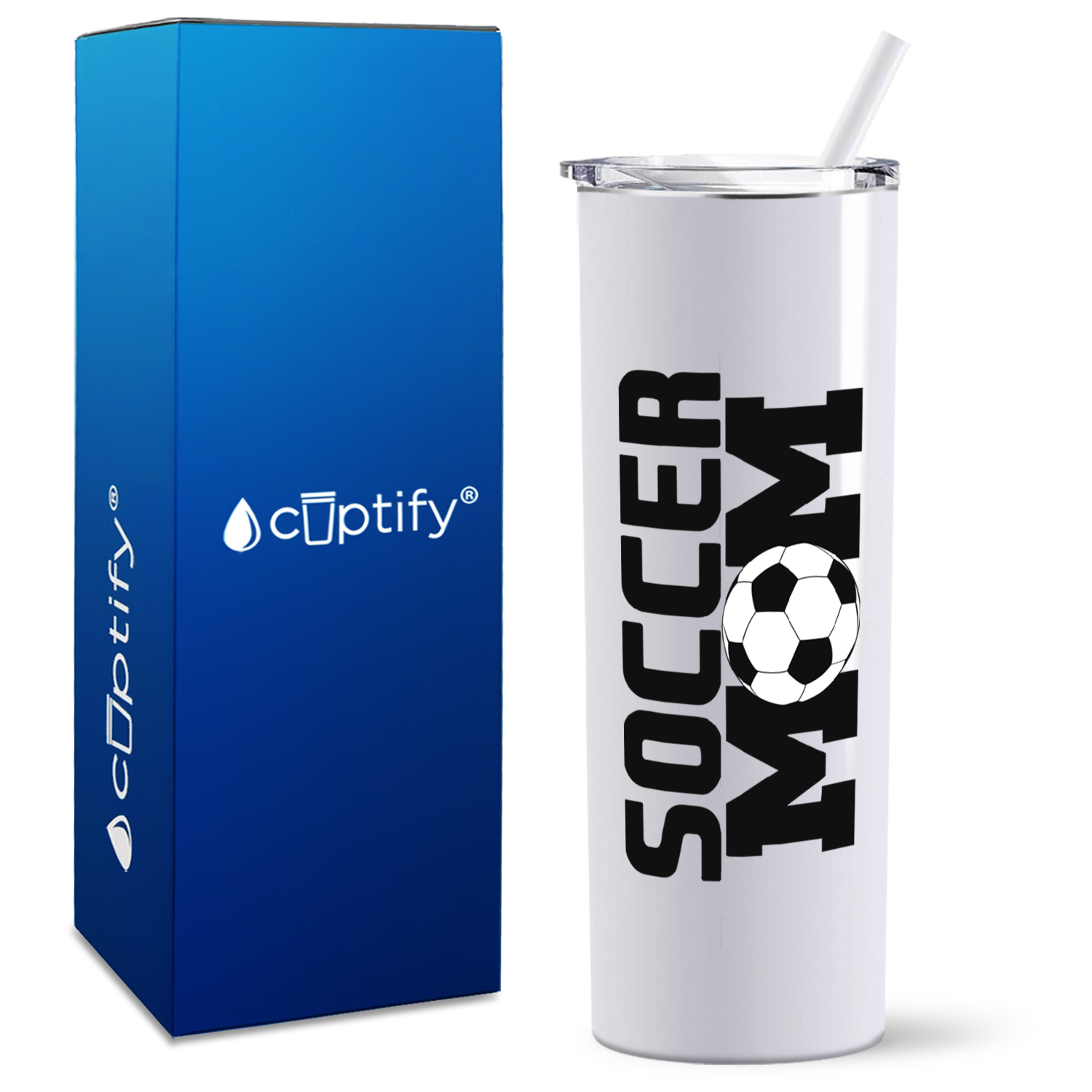 Soccer Ball Mom on 20oz Skinny Tumbler