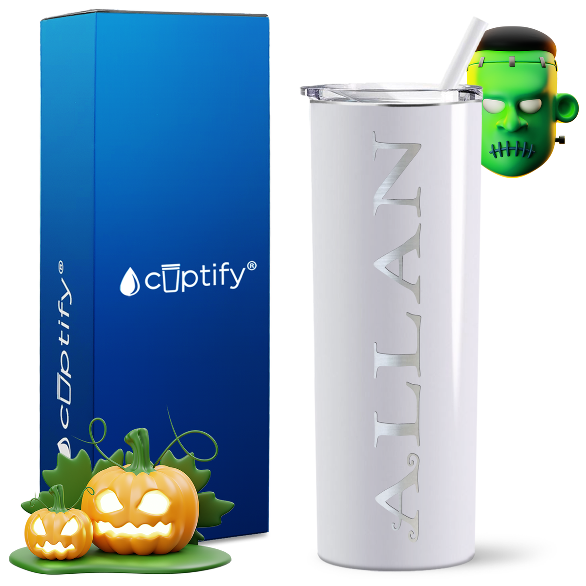 Personalized Eerie Style on 20oz 20oz Skinny - Halloween Tumbler