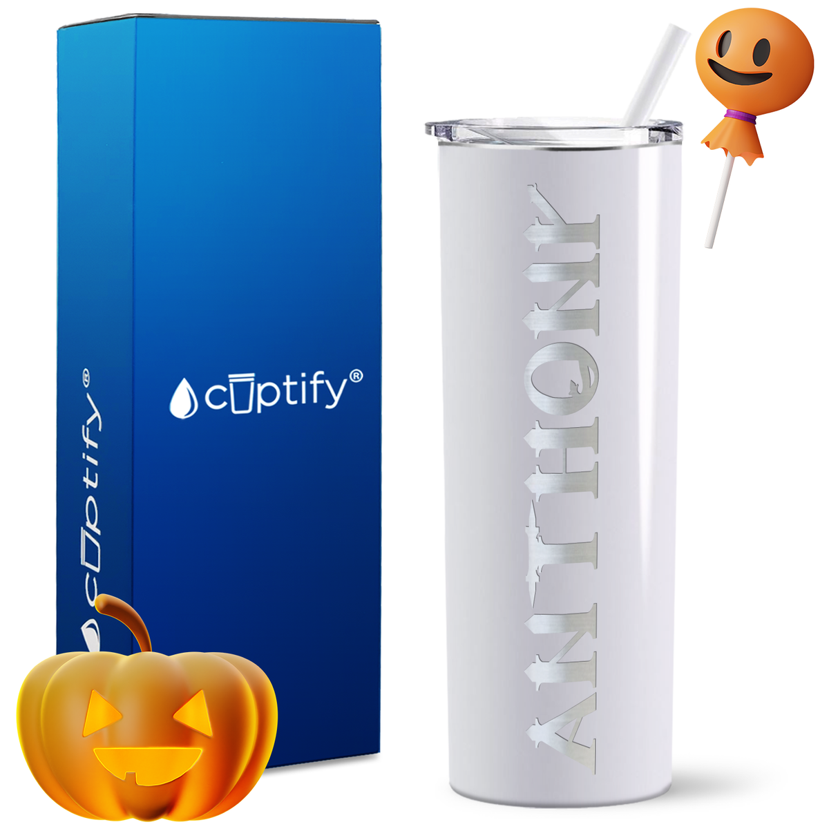 Personalized Creepy Style on 20oz 20oz Skinny - Halloween Tumbler