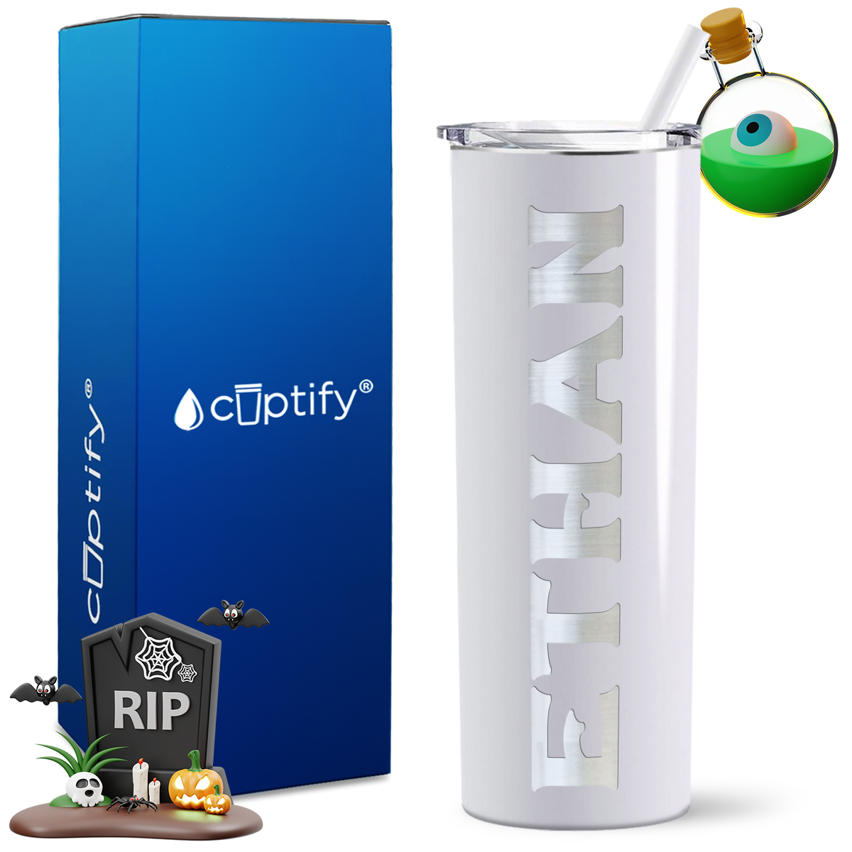 Personalized Grim Style on 20oz 20oz Skinny - Halloween Tumbler