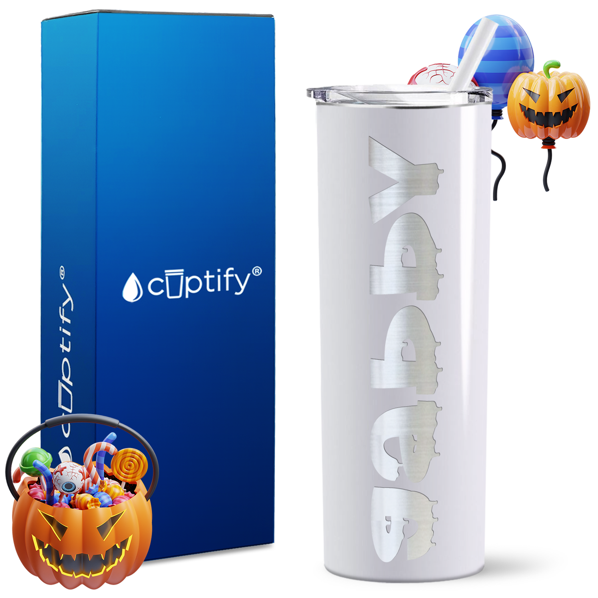 Personalized Haunted Style on 20oz 20oz Skinny - Halloween Tumbler