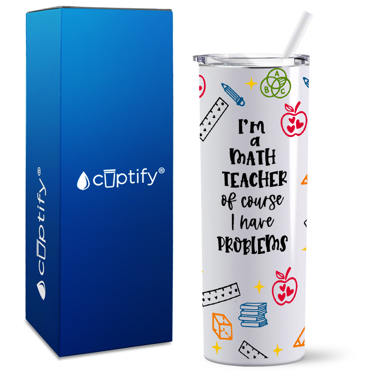 I'm Math Teacher of Course on 20oz Skinny Teacher Tumbler