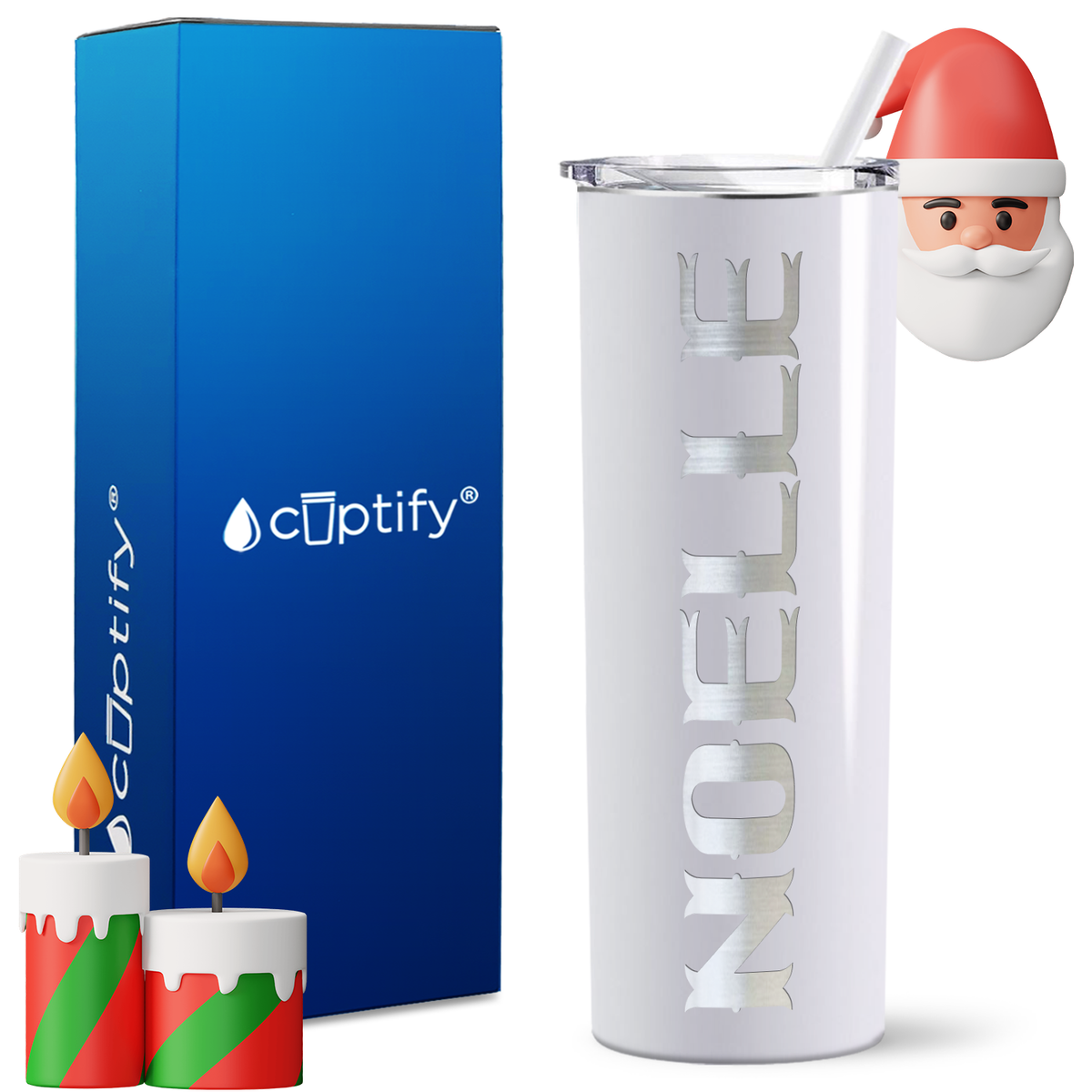 Personalized Claus Style on 20oz Skinny Christmas Tumbler