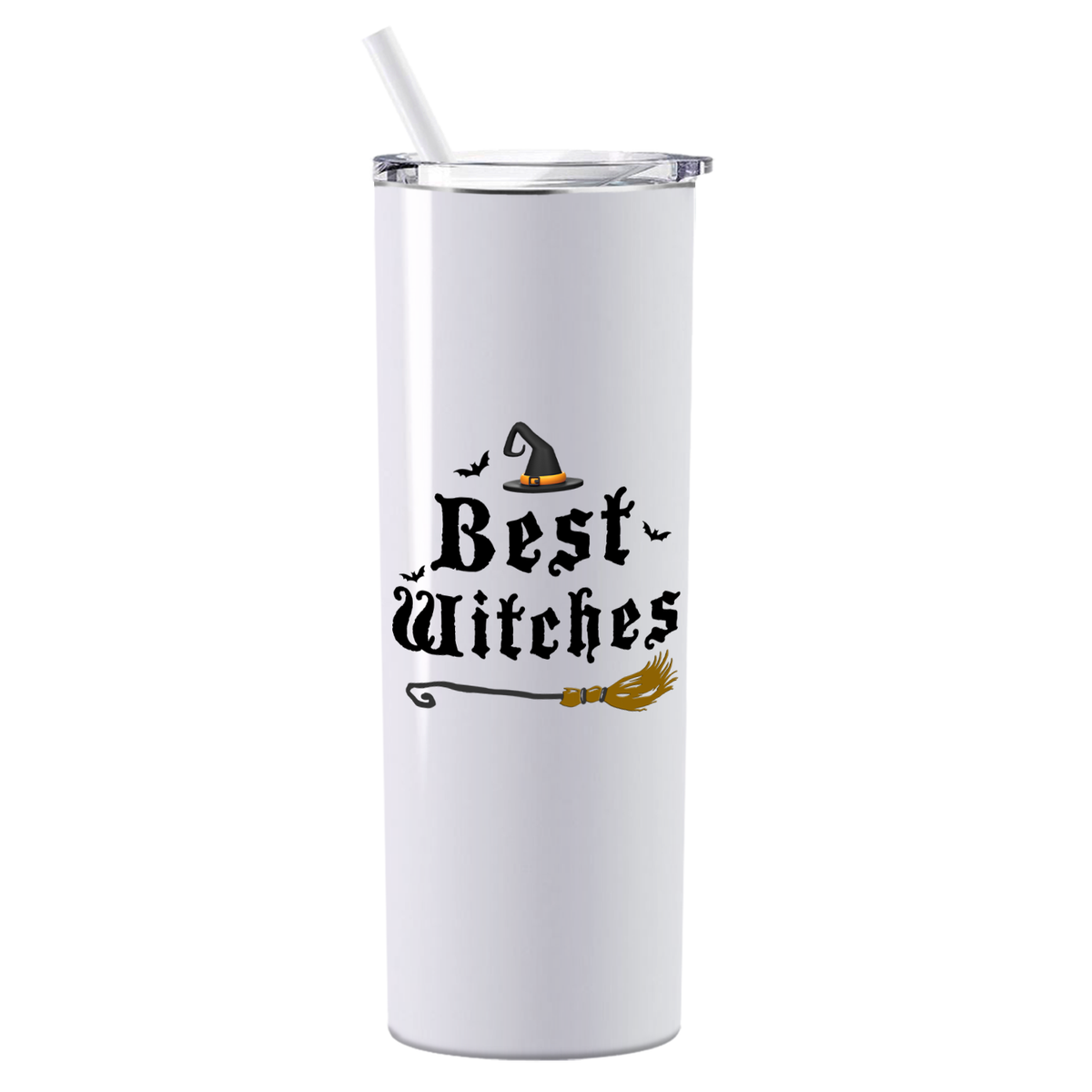 Personalized Best Witches on White 20oz Halloween Skinny Tumbler