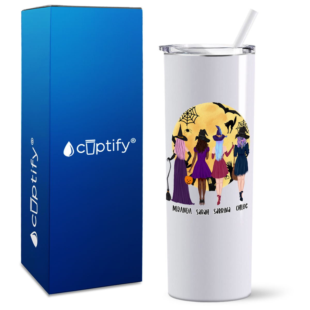 Personalized The Boo Crew on White 20oz Halloween Skinny Tumbler