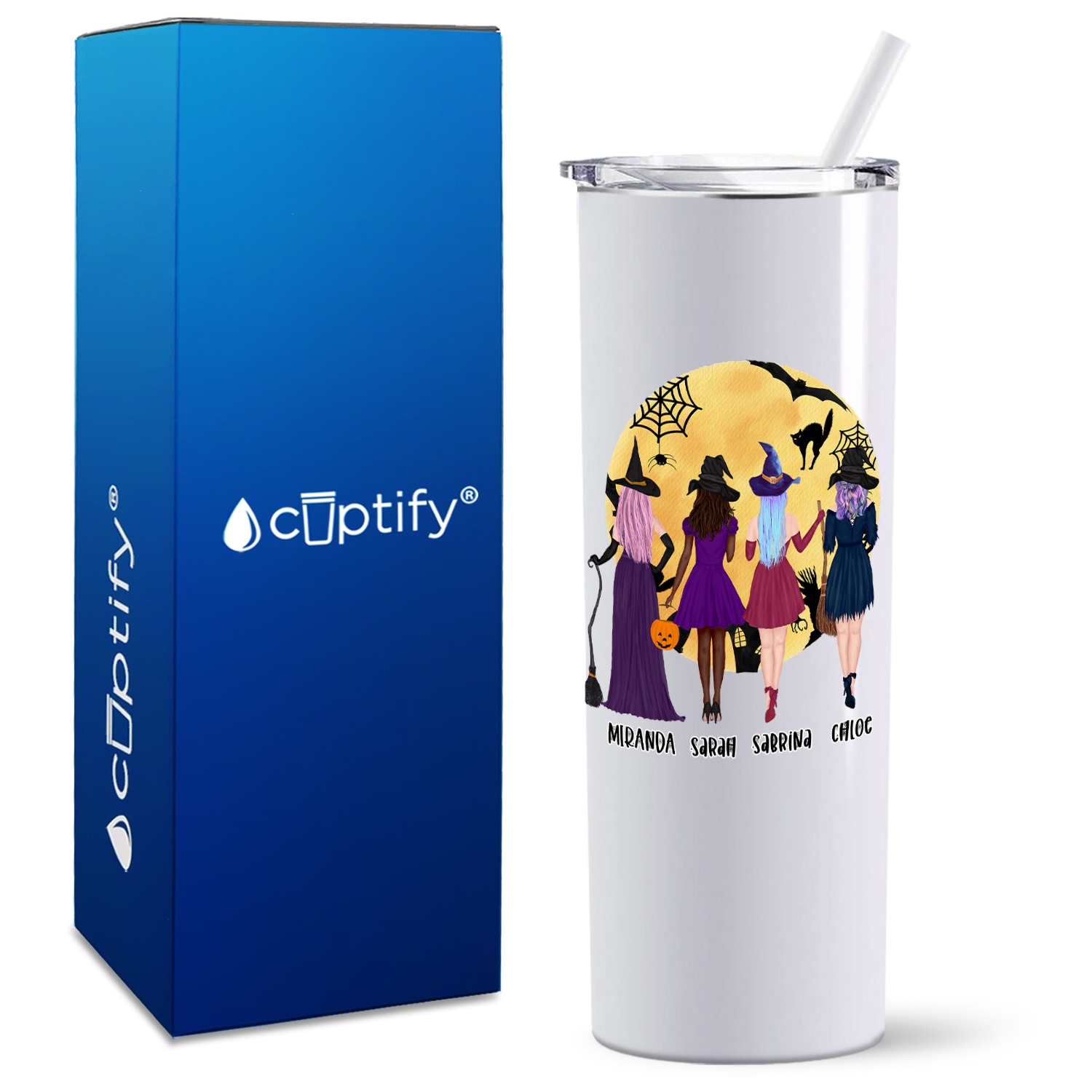 Personalized The Boo Crew on White 20oz Halloween Skinny Tumbler